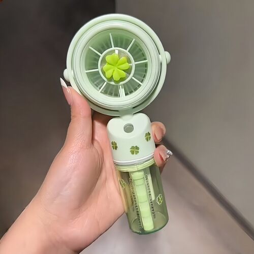 四叶草喷雾小风扇制冷静音学生桌面手持可携式随身夏季保湿充电款