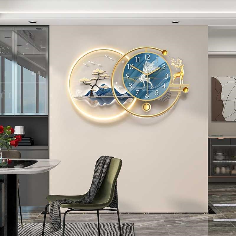 餐厅网红挂钟客厅2024t新款家用轻奢钟表挂墙创意大气时钟简约挂