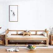 新中式 实木罗汉床榆木折叠床禅意简约茶室客厅家用小户型沙发床榻