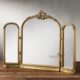 卫生间浴室化妆镜 欧式 法式 复古三折镜子梳妆台桌面三面折叠镜台式