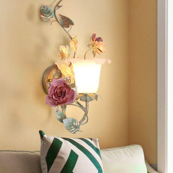 美苑韩式田园镜前灯欧式花草灯床头壁灯浴室镜前灯创意过道床头灯