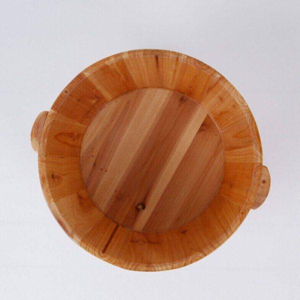 足浴桶泡脚洗脚木桶足疗桶洗脚盆带按摩粒带盖子通用21cm平底