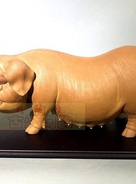 陶瓷工艺品石湾公仔家居装饰礼品客厅书房招财生肖摆件纳福猪