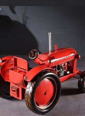 复古铁艺东方红小四轮手扶拖拉机爬山虎推土机挖掘机模型摆件车模