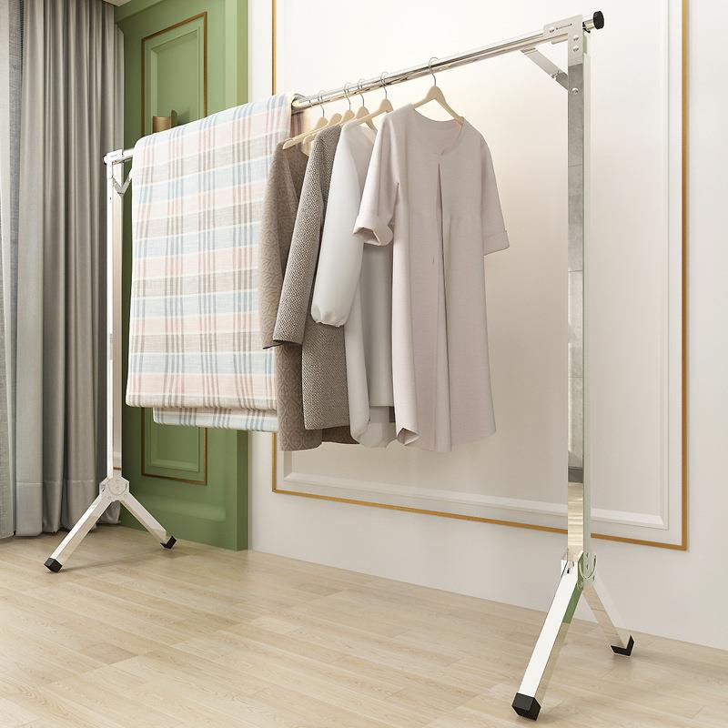 晾衣架落地折叠室内外家用阳台不锈钢卧室凉伸缩单杆式晒被子