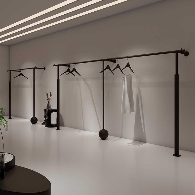 服装店展示架黑色落地架男女装店专用上墙架陈列货架简约壁挂衣架