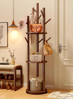 可旋转衣帽架实木加粗款落地衣架卧室挂衣架家用室内挂衣服置物架