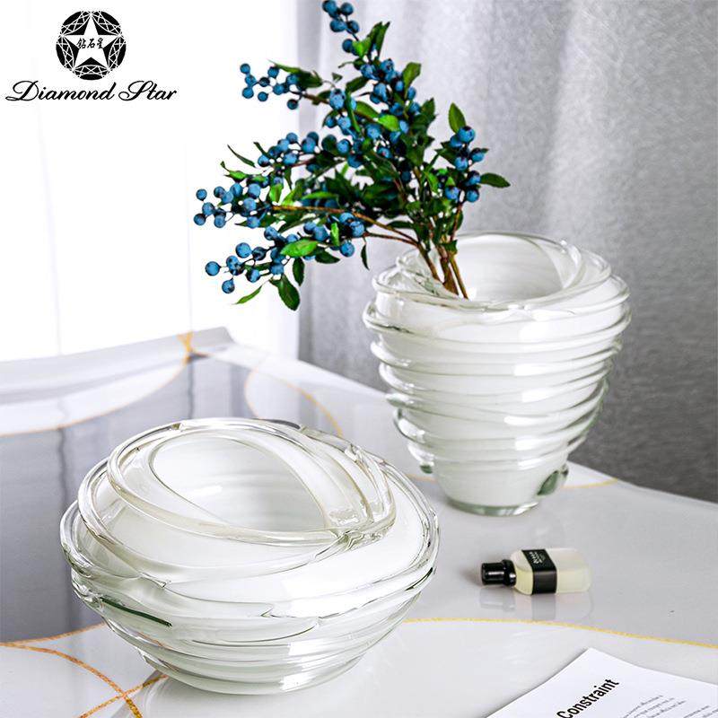 钻石星玻璃花瓶花盆创意透明缠绕白色漩涡插花器软装摆件花盆花瓶,自行车/骑行装备/零配件,更多零件/配件,淘宝优惠券,粉丝福利购,淘宝优惠卷