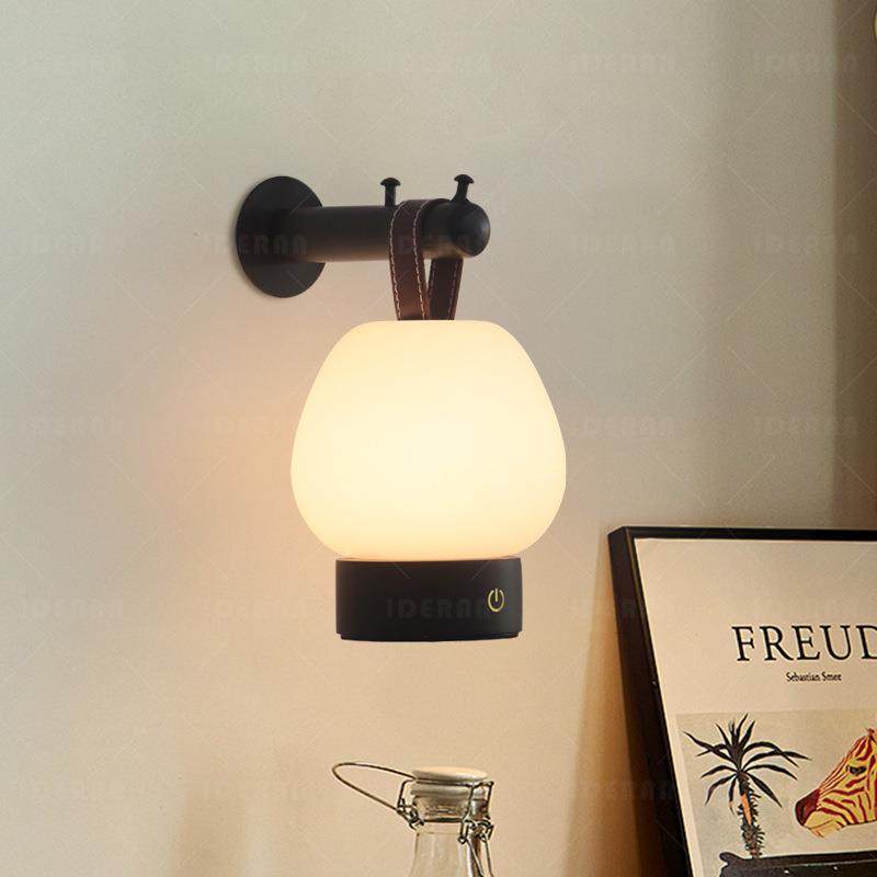 梨子灯壁灯中古美式复古风创意卧室床头充电免接线手提氛围小夜灯