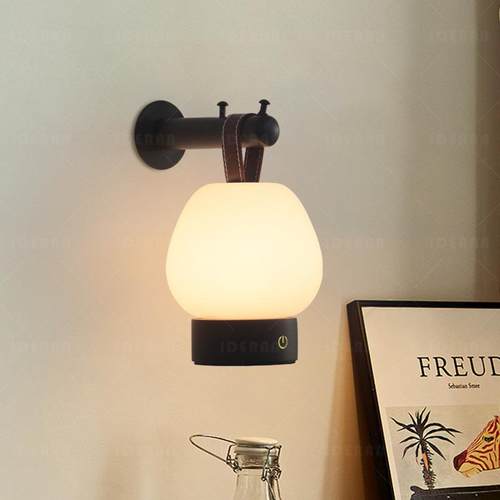 梨子灯壁灯中古美式复古风创意卧室床头充电免接线手提氛围小夜灯