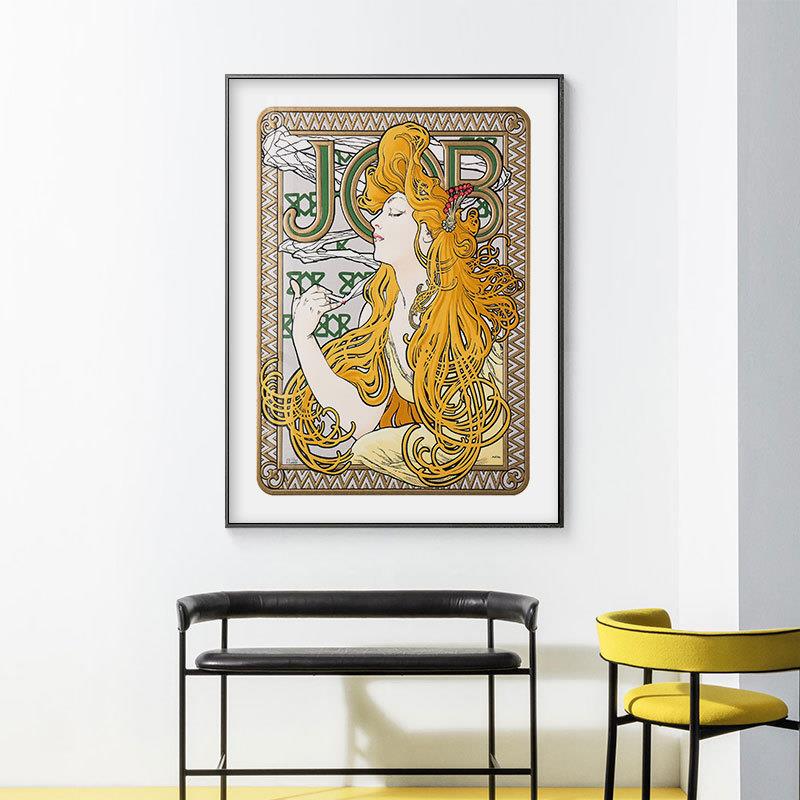 阿尔丰斯穆夏黄道十二宫挂画美式复古客厅装饰画餐厅玄关走廊挂画 - 实物图