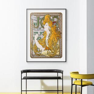 阿尔丰斯穆夏黄道十二宫挂画美式复古客厅装饰画餐厅玄关走廊挂画