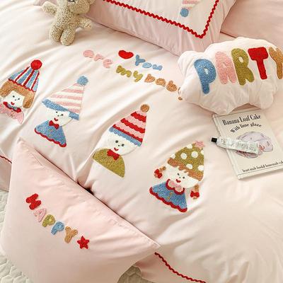 卡通风60支全棉磨毛四件套毛巾绣秋冬季加厚儿童可爱纯棉床品