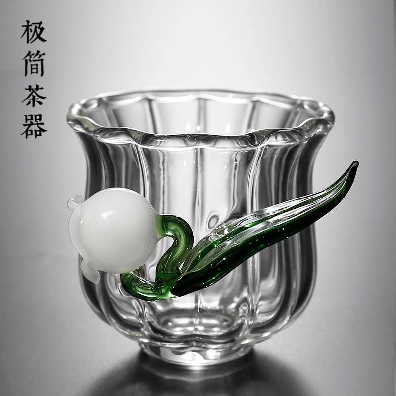 高颜值花瓣手工铃兰花主人杯子咖啡杯红茶杯玻璃耐高温品茗杯茶具