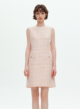 VER TOW2025春秋新款粗花呢羊毛无袖连衣裙休闲轻奢高级气质裙