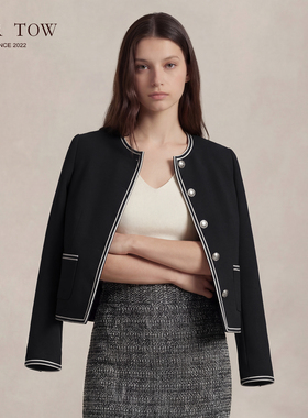 VER TOW「黑白叙事」复古小香风羊毛短款外套 修身圆领轻奢风女装