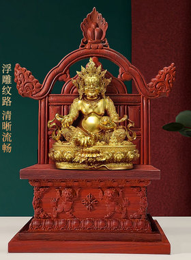 檀木实木佛龛家用供佛供台 新中式神台观音神龛 铜像底座佛台摆件