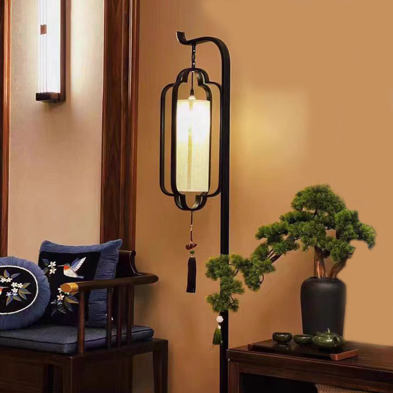 新中式落地灯客厅简约现代仿古复古铁艺卧室灯中国风鸟笼灯具书房