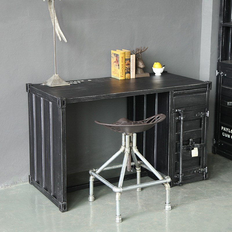 工业风集装箱办公桌台式电脑桌家用经济型书桌简约美式复古写字台