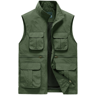 速干马夹外套 工装 马甲男薄款 春秋户外休闲多口袋钓鱼坎肩背心男装