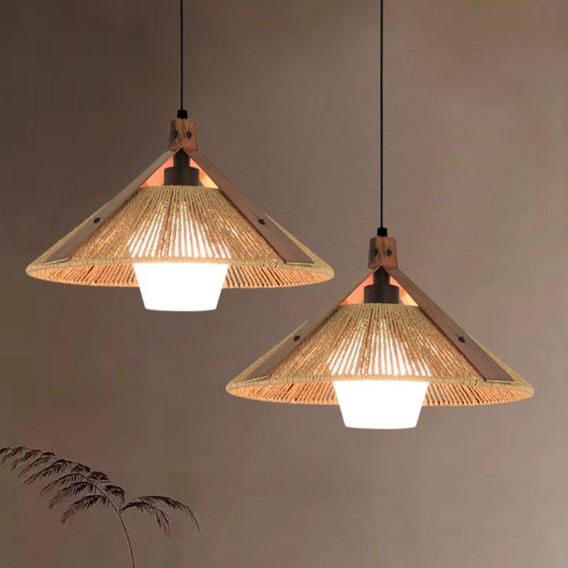 侘寂风麻绳编织吊灯法式复古餐厅饭店茶楼卡座民宿卧室书房农庄灯,家装灯饰光源,酒店/宴会厅/餐饮吊灯,淘宝优惠券,粉丝福利购,淘宝优惠卷