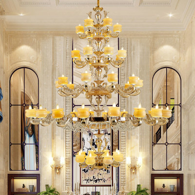 欧式锌合金五层大吊灯真玉云石灯客厅挑高别墅复式楼酒店工程灯具,家装灯饰光源,客厅吊灯,淘宝优惠券,粉丝福利购,淘宝优惠卷