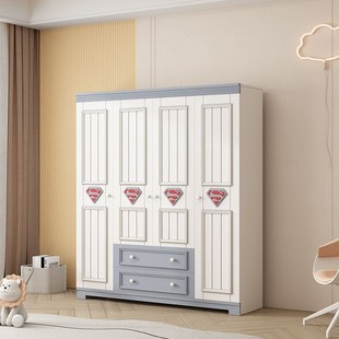美式儿童衣柜实木生态板家用小户型两门三门四门男女孩卧室储物柜