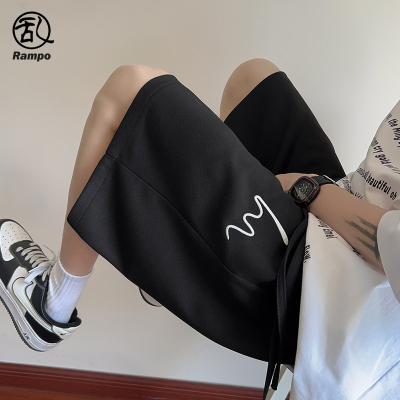 国潮刺绣直筒短裤男生夏季2025新款冰感速干五分裤宽松运动裤子男,男装,短裤,淘宝优惠券,粉丝福利购,淘宝优惠卷