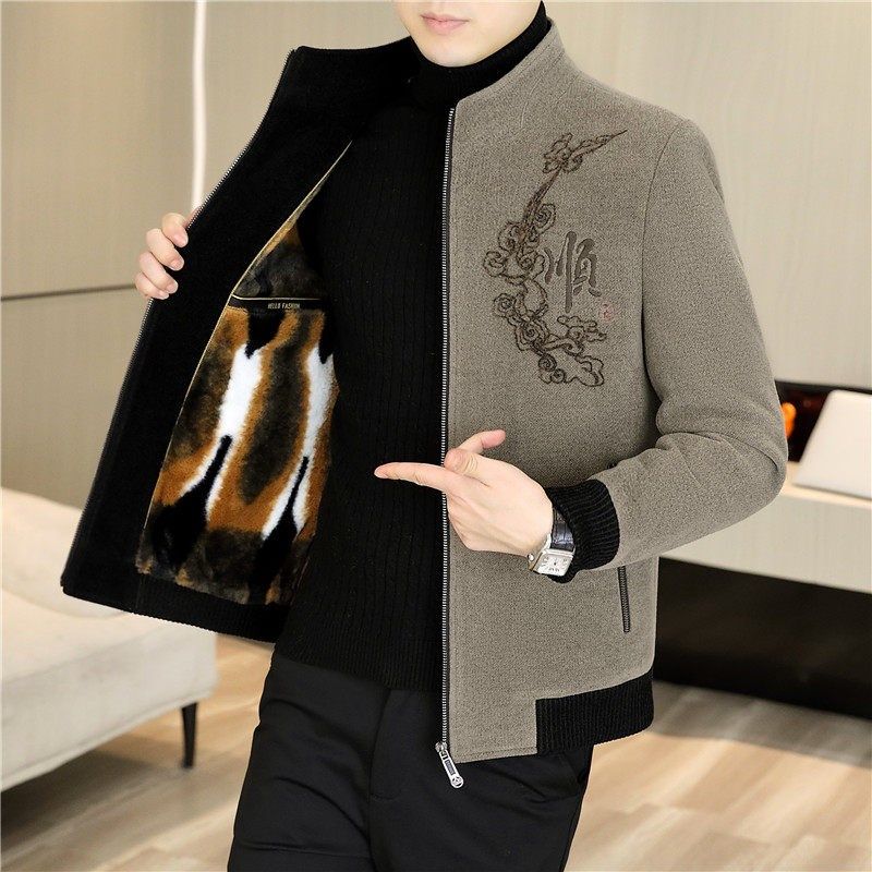 秋冬季立领夹克男外套加绒加厚毛呢大衣男士短款潮流休闲呢子外套,男装,毛呢大衣,淘宝优惠券,粉丝福利购,淘宝优惠卷