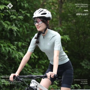 夏季短袖男女骑行服户外运动束身高弹拉链时尚自行车装备短裤套装