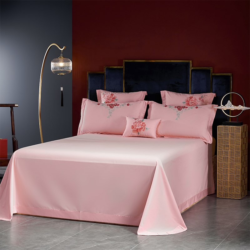 结婚庆床品粉色床上四件套全棉纯棉女方陪嫁O婚房被套床单四季床