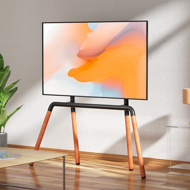 电视站立支架可移动架子木质艺术落地43/55/60/75寸加固四腿底座