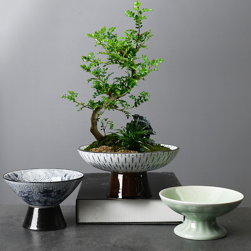 高脚花器中式剑山插花器皿花道花艺陶瓷花盆摆件禅意日式果盘多用,鲜花速递/花卉仿真/绿植园艺,花盆,淘宝优惠券,粉丝福利购,淘宝优惠卷