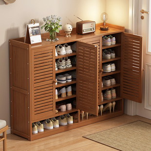 简易鞋架子门口家用百叶门鞋柜多层置物架大容量防U尘鞋架收纳神