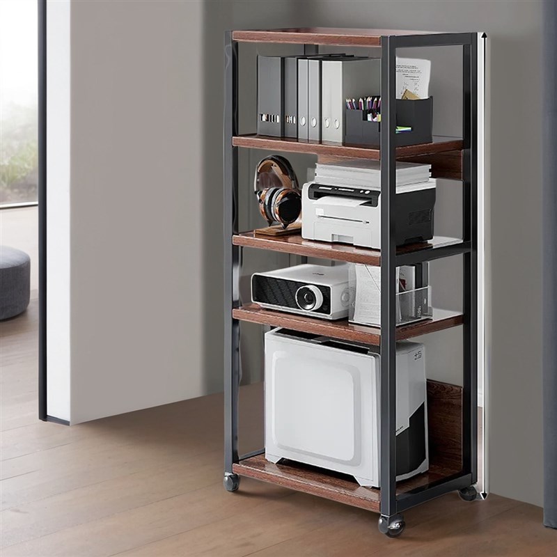 DOPOZONE中古风侘寂可移动办公室落地打印机置物带轮电脑主机托架