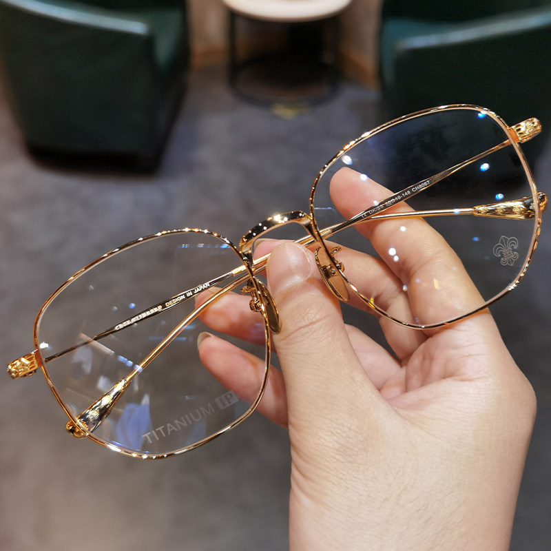 简丹剋萝心复古眼镜框男女文艺百搭多边形纯钛超轻眼镜架可配近视