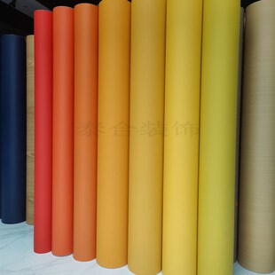 加厚纯色自粘墙纸黄色防水波音软片展柜装饰膜Q家私宝翻新木纹纸