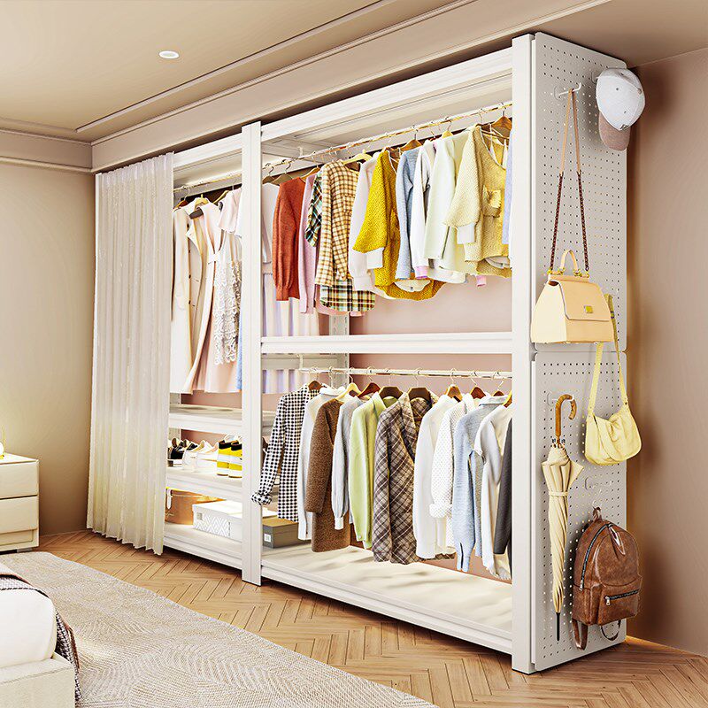 货架衣柜家用卧室衣物收纳架子简易组装开放式落地洞洞板角钢衣架