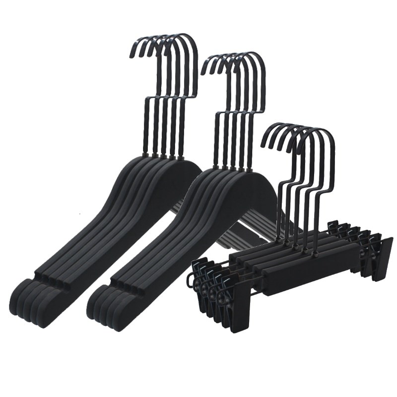 男装店黑色实木衣架成人木质衣撑童装服装店 衣裤架定制LOGO