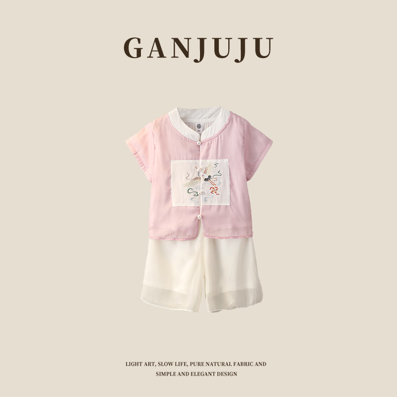 儿童汉服男童夏季套装男宝薄款古装小男孩演出服唐装中国风国学服