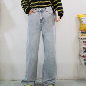 休闲长裤 190高个子穿搭浅蓝色加长直筒水洗牛仔裤 2023年春季 潮男