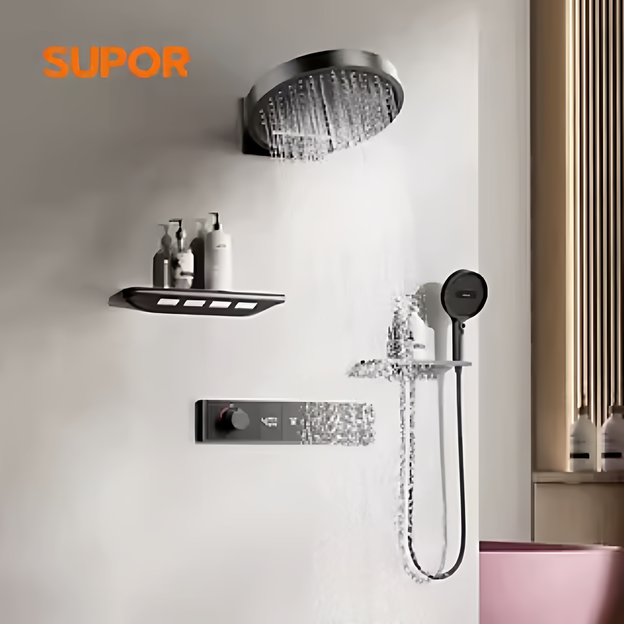 苏泊尔暗装花洒淋浴套装全铜数显