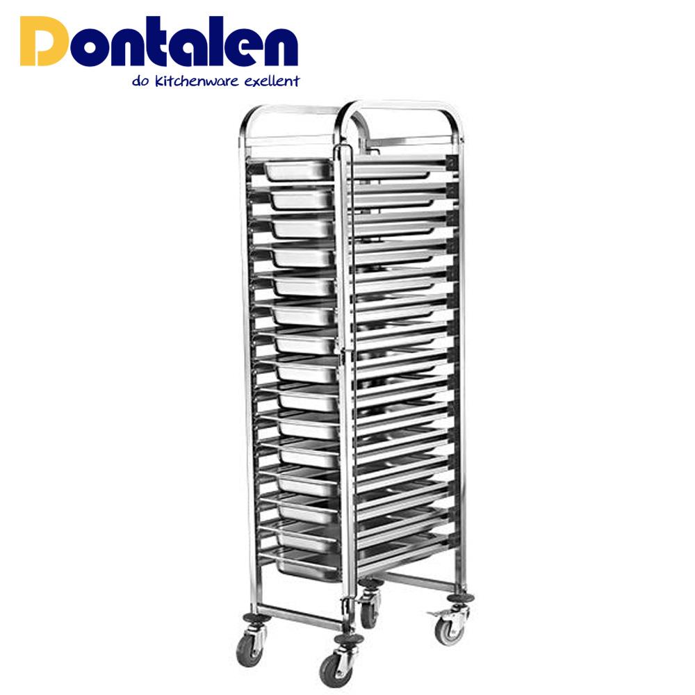 15层不锈钢份盘车豪华型可拆装加厚份数盘架子推车多功能食品架