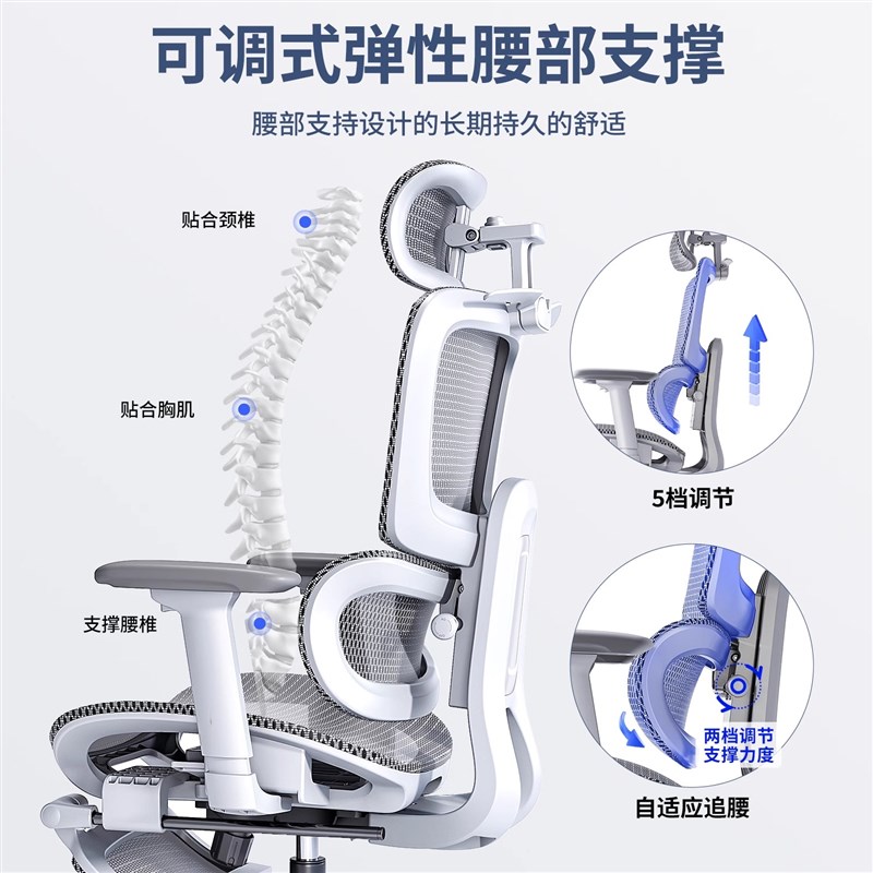 朗域X265撑腰椅人体工学椅久坐舒适办公室椅子电竞可躺电脑椅座椅