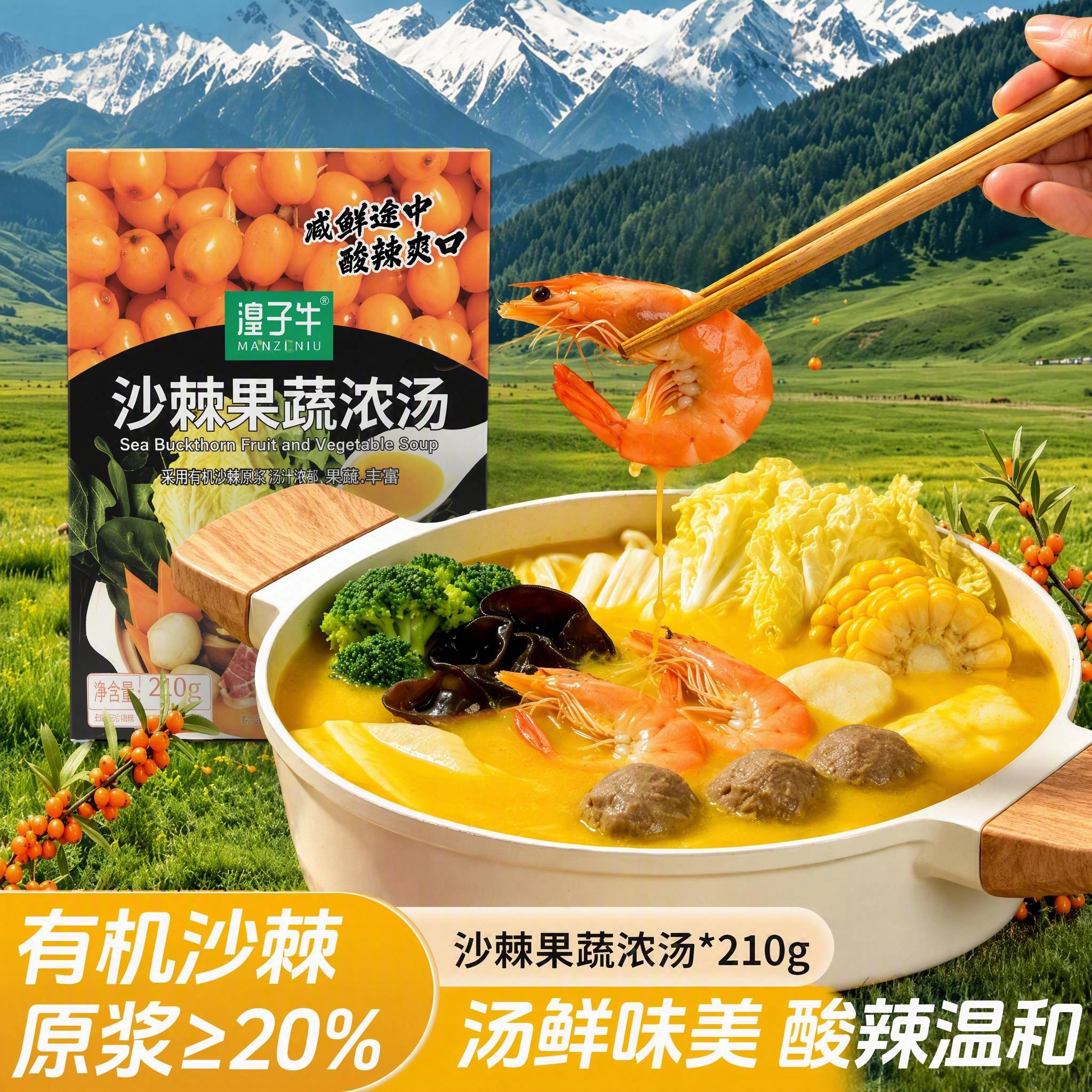 沙棘果蔬金汤料酸辣汤料粉面米线浓汤汤料一人食家用商用调味酱料
