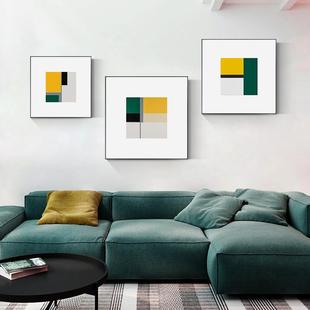 现代意黄色客厅装饰画白抽网象留艺术挂画红直播间壁创画暖色民宿