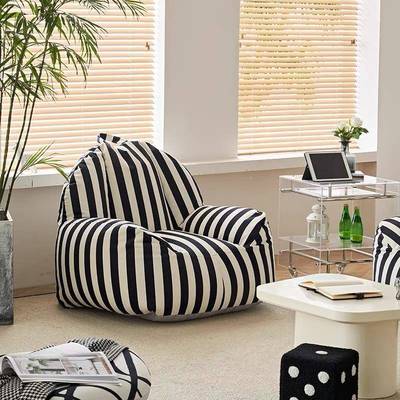 红懒人发休闲单人阅读家用网客厅豆袋沙卧阳台条纹FFY榻榻室米沙