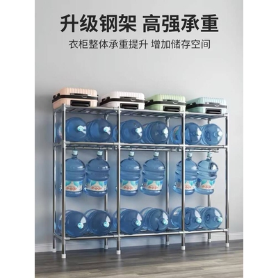 新款布衣柜家用卧室组装全封闭简易衣柜出租房用全钢架加厚加粗收