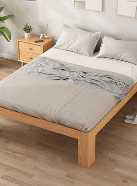 实木式床橡小木色全实木日榻榻米户IXE型简双人床排约骨架无床头