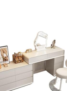 奶油风02737床5新款梳台妆卧室斗柜2一体现代简约实木化妆桌头柜
